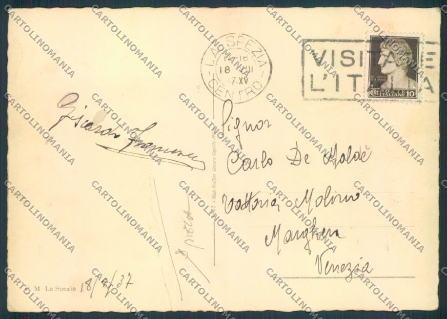 La Spezia città PIEGA ABRASA FG cartolina ZF3256 – retro