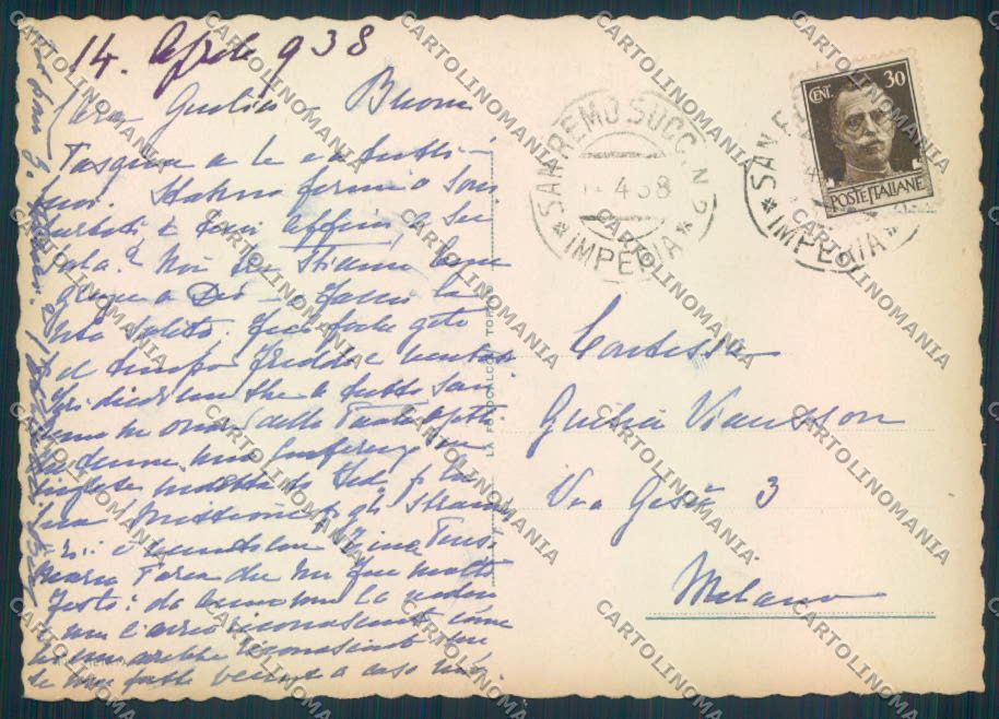 Imperia Sanremo FG cartolina ZF3394 – retro