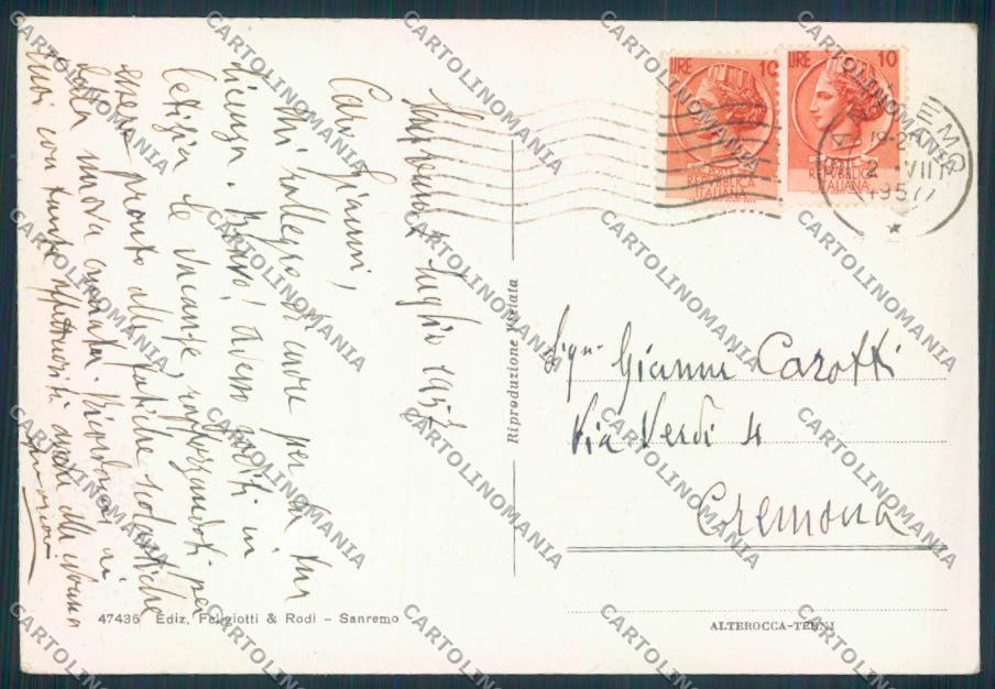 Imperia Sanremo FG cartolina ZF3396 – retro
