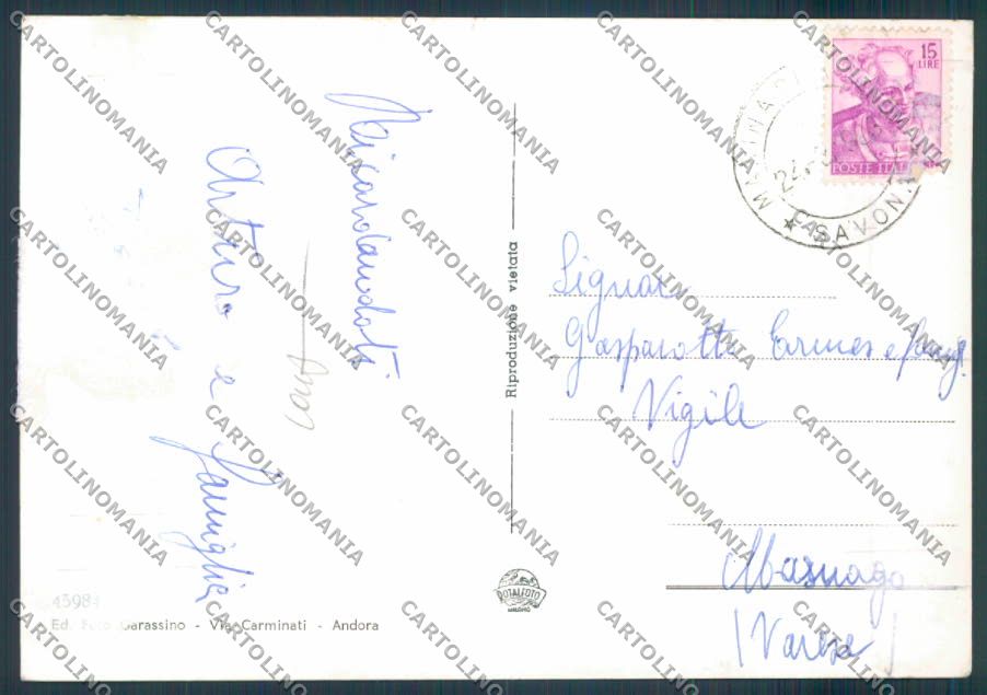 Savona Andora COLLA foto FG cartolina ZF3508 – retro