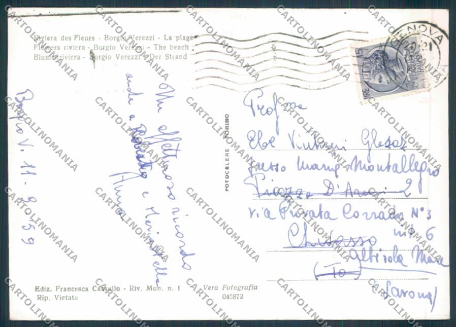 Savona Borgio Verezzi foto FG cartolina ZF3518 – retro