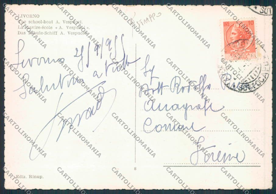 Livorno Veliero Vespucci STRAPPINO FG cartolina ZF3541 – retro