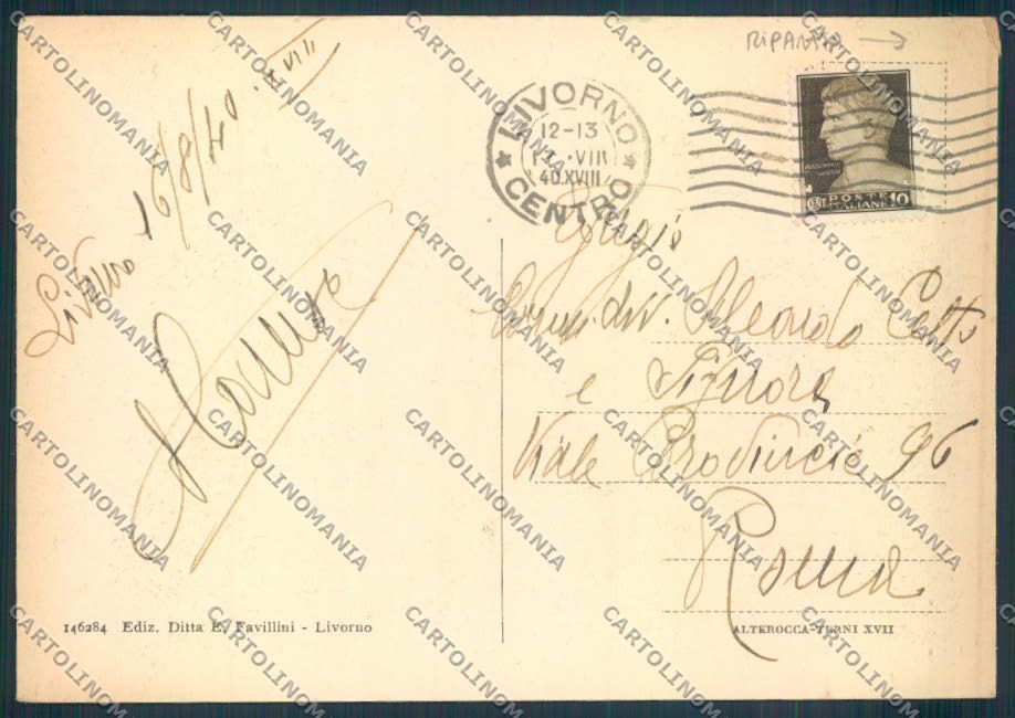 Livorno città faro RIPARATA FG cartolina ZF3543 – retro