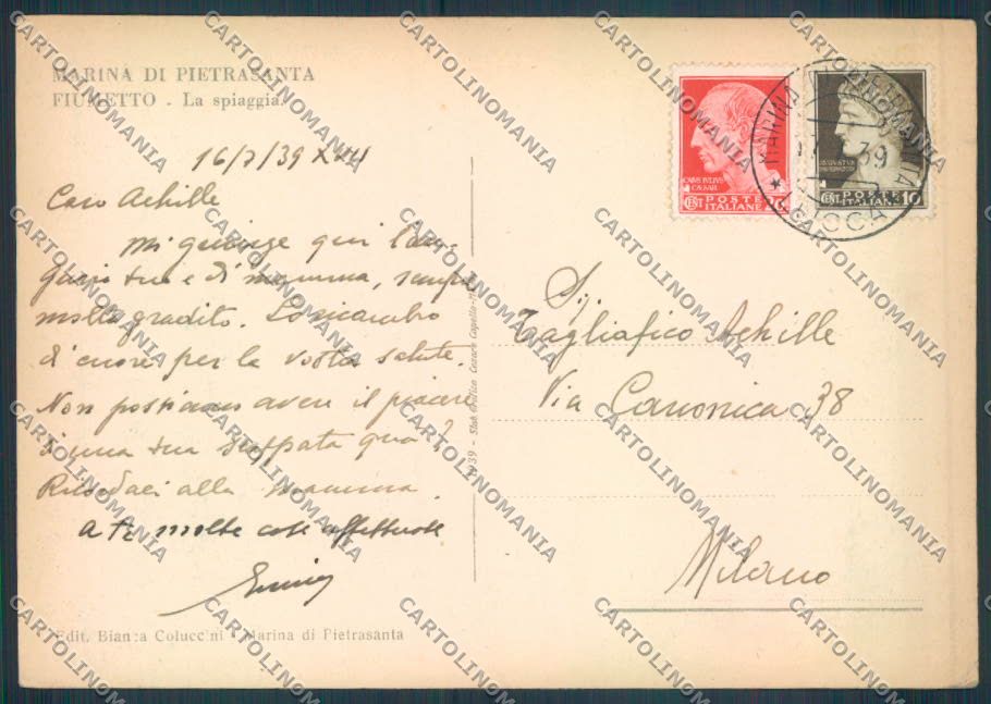 Lucca Marina di Pietrasanta Fiumetto FG cartolina ZF3650 – retro