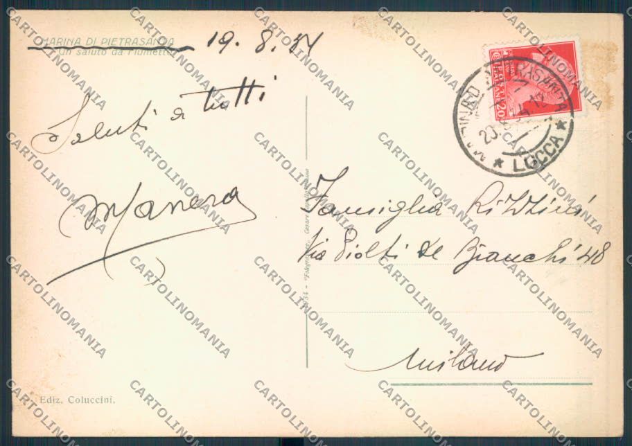 Lucca Marina di Pietrasanta Fiumetto FG cartolina ZF3656 – retro