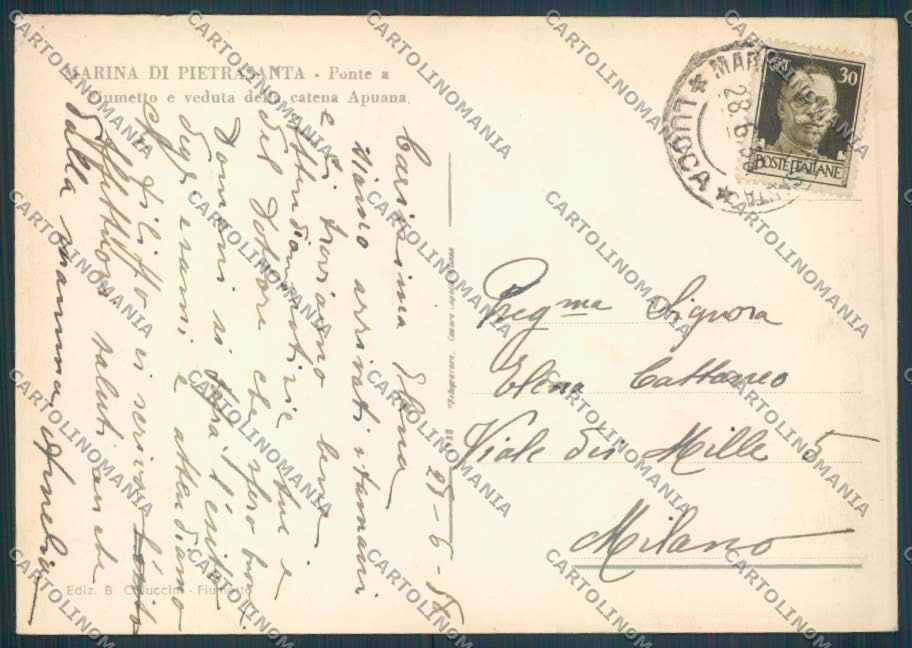 Lucca Marina di Pietrasanta Fiumetto FG cartolina ZF3662 – retro