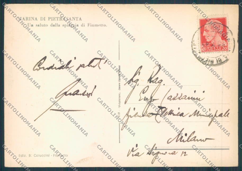 Lucca Marina di Pietrasanta Fiumetto FG cartolina ZF3664 – retro
