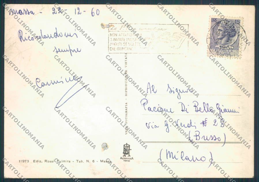 Massa Marina di Saluti da foto FG cartolina ZF3703 – retro