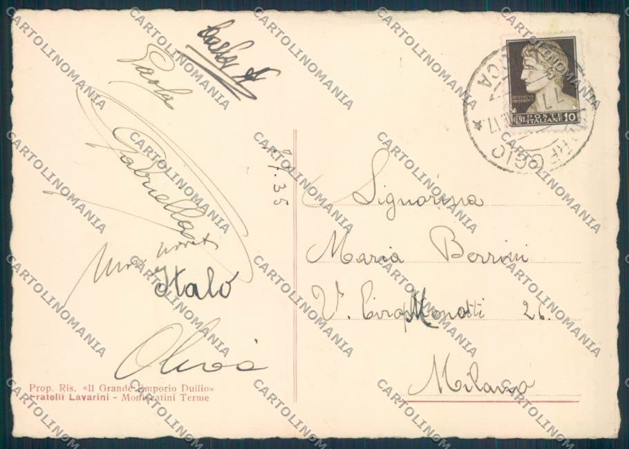 Pistoia Montecatini FG cartolina ZF3765 – retro