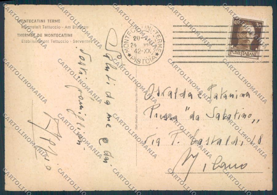 Pistoia Montecatini FG cartolina ZF3773 – retro