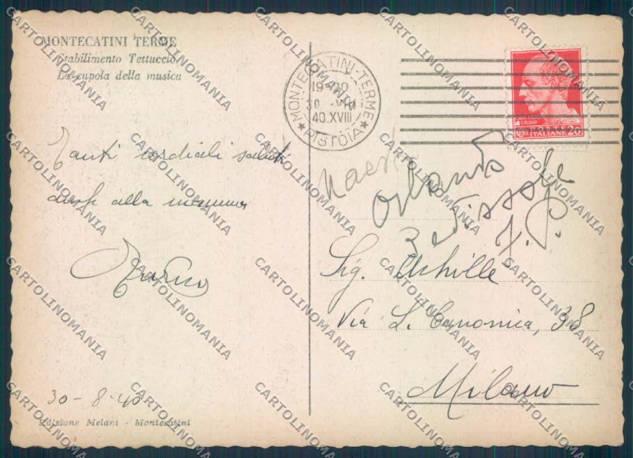Pistoia Montecatini FG cartolina ZF3774 – retro