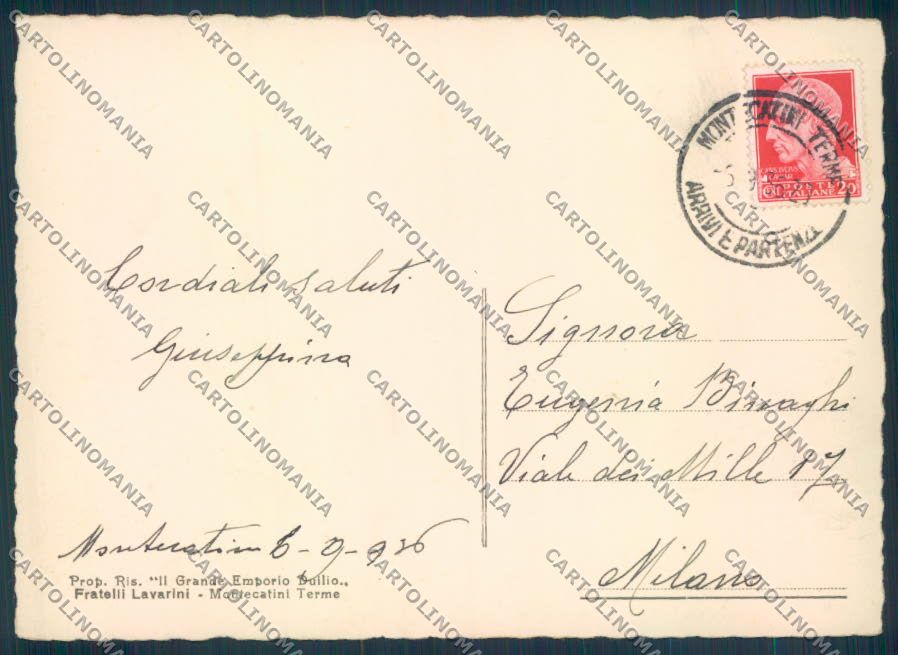 Pistoia Montecatini Viale Farini FG cartolina ZF3776 – retro