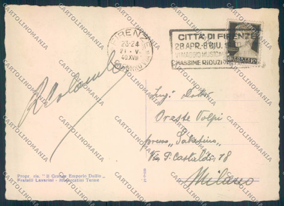 Pistoia Montecatini Viale Farini FG cartolina ZF3779 – retro