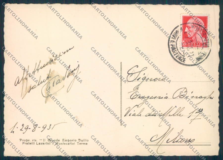Pistoia Montecatini FG cartolina ZF3784 – retro