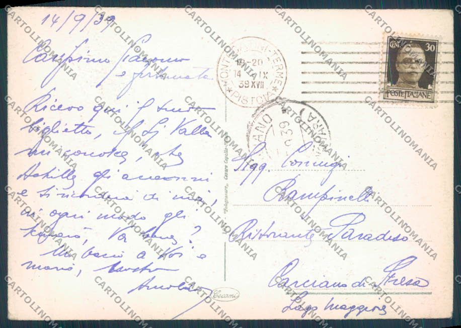 Pistoia Montecatini FG cartolina ZF3804 – retro