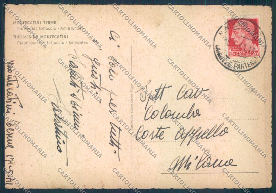 Pistoia Montecatini FG cartolina ZF3805 – retro