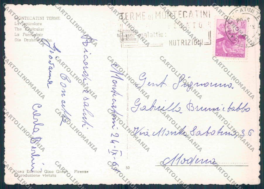 Pistoia Montecatini Funicolare FG cartolina ZF3816 – retro