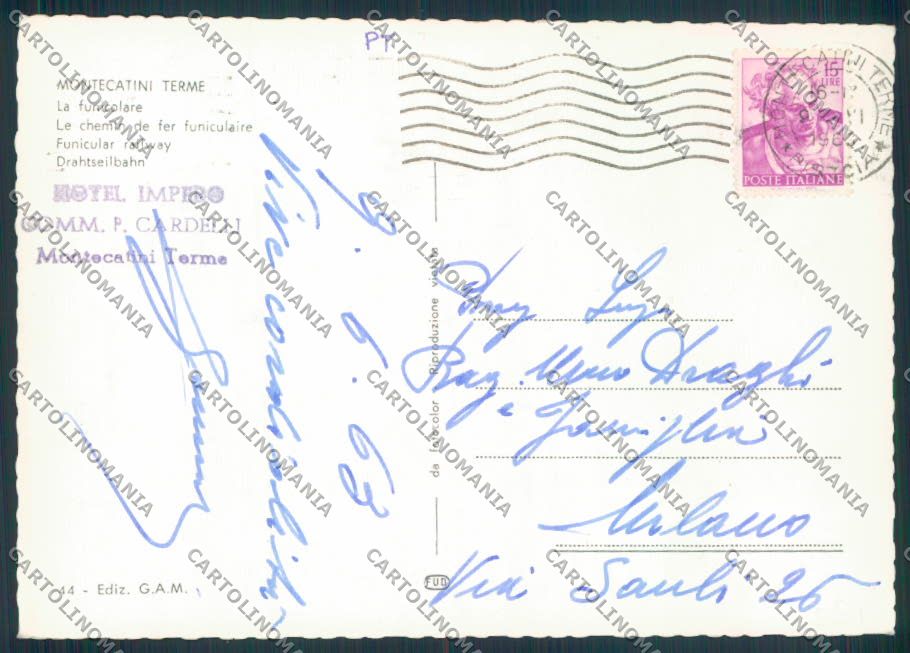 Pistoia Montecatini Funicolare FG cartolina ZF3838 – retro