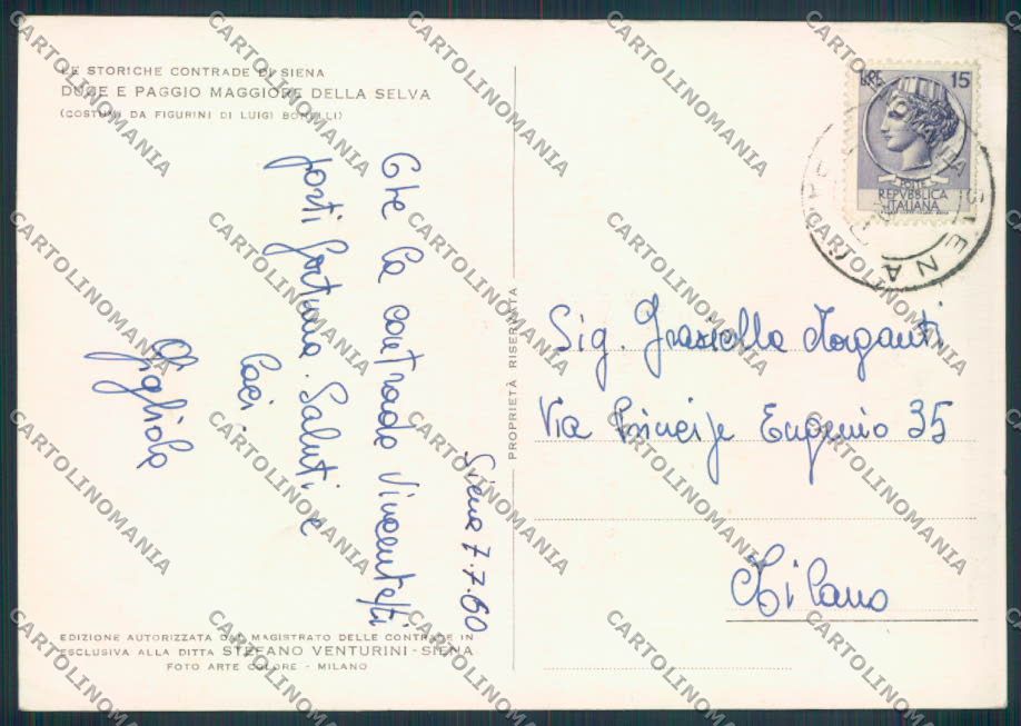 Siena città Contrada Selva Bonelli FG cartolina ZF3865 – retro