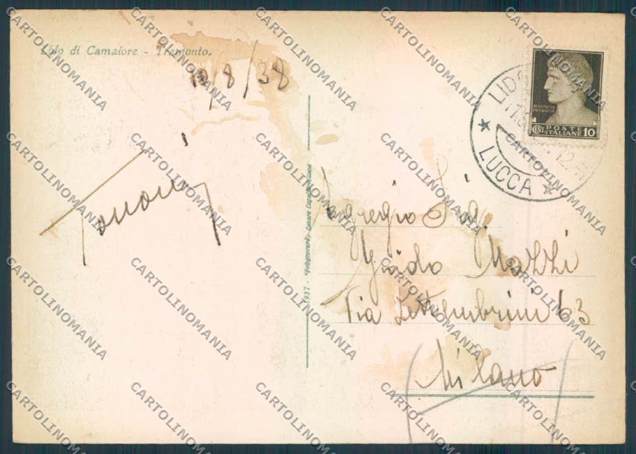 Lucca Lido di Camaiore PIEGHINA FG cartolina ZF3946 – retro