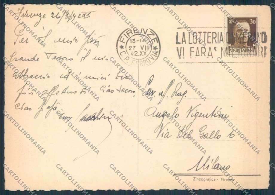 Firenze Aeronautica Scuola Guerra FG cartolina ZF4037 – retro