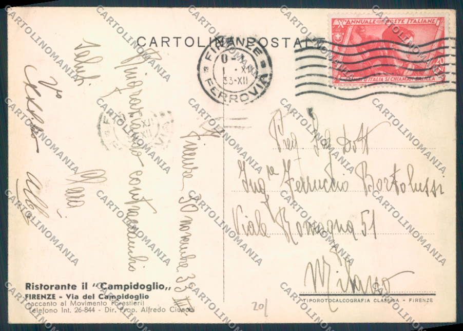 Firenze città Pubblicitaria FG cartolina ZF4045 – retro