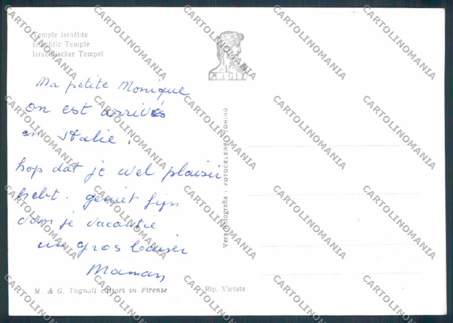 Firenze Tempio Israelitico foto FG cartolina ZF4058 – retro