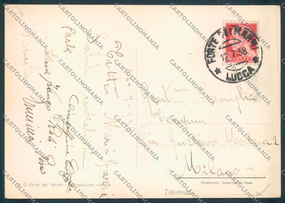Lucca Forte dei Marmi PIEGHINA FG cartolina ZF4245 – retro
