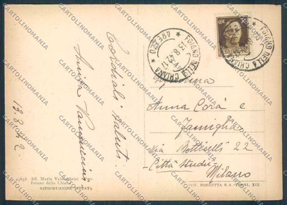 Arezzo Foiano della Chiana FG cartolina ZF4412 – retro