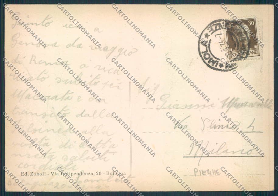 Bologna città Littoriale PIEGHE FG cartolina ZF4586 – retro