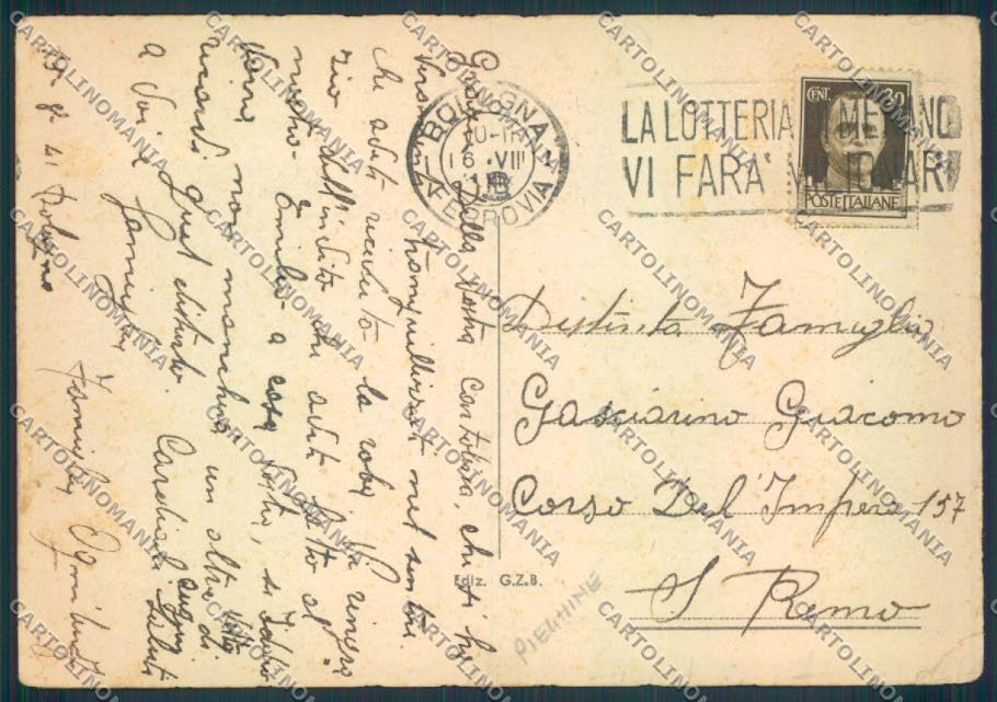 Bologna città PIEGHINE FG cartolina ZF4605 – retro