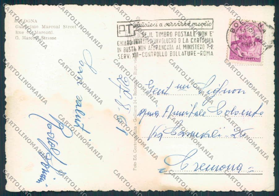 Bologna città MACCHIA FG cartolina ZF4615 – retro