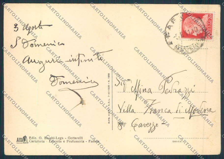 Ravenna Faenza Farmacia FG cartolina ZF4737 – retro