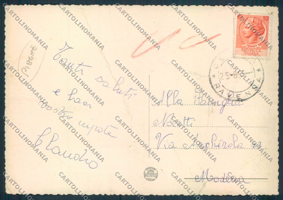 Ravenna Pinarella di Ravenna Cervia PIEGHE FG cartolina ZF4750 – retro