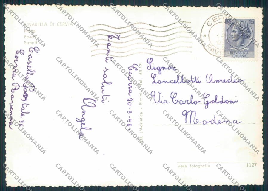 Ravenna Pinarella di Ravenna Cervia foto FG cartolina ZF4751 – retro