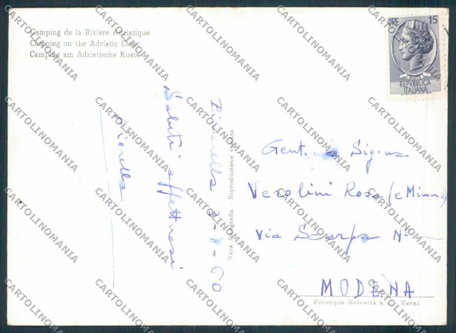 Ravenna Pinarella di Cervia campeggio foto FG cartolina ZF4752 – retro