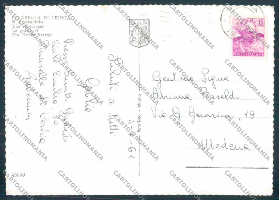 Ravenna Pinarella di Ravenna Cervia foto FG cartolina ZF4757 – retro