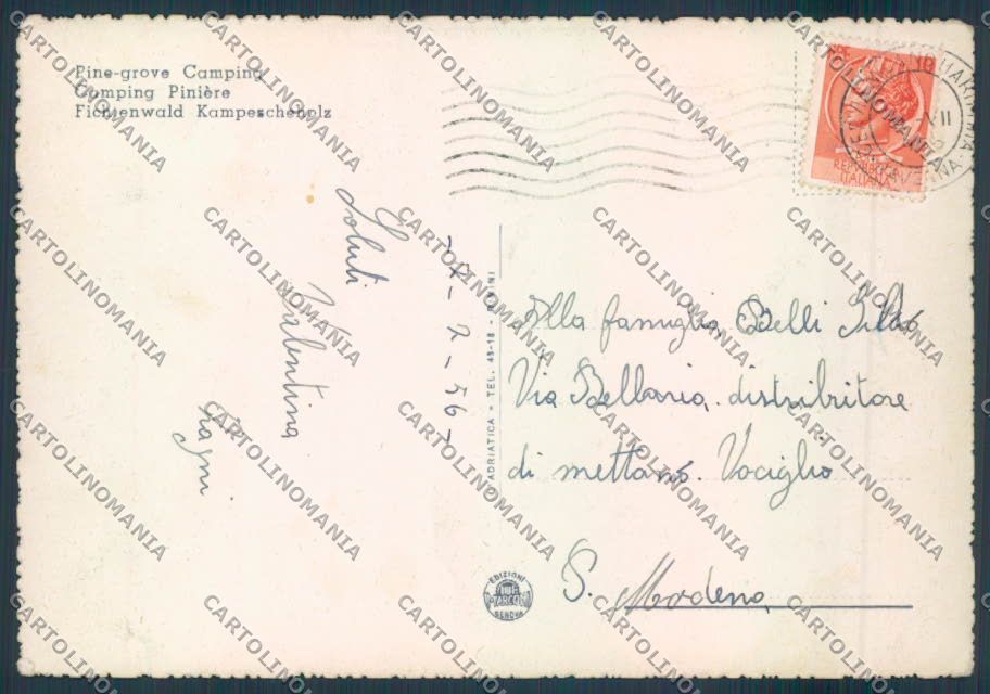 Ravenna Cervia Milano Marittima campeggio FG cartolina ZF4771 – retro