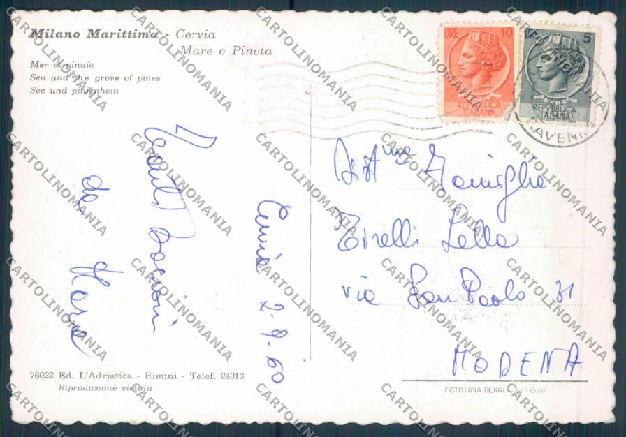 Ravenna Cervia Milano Marittima FG cartolina ZF4779 – retro