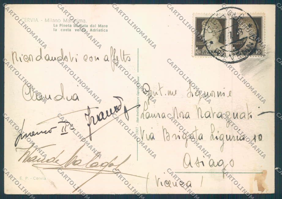 Ravenna Cervia Milano Marittima FG cartolina ZF4785 – retro