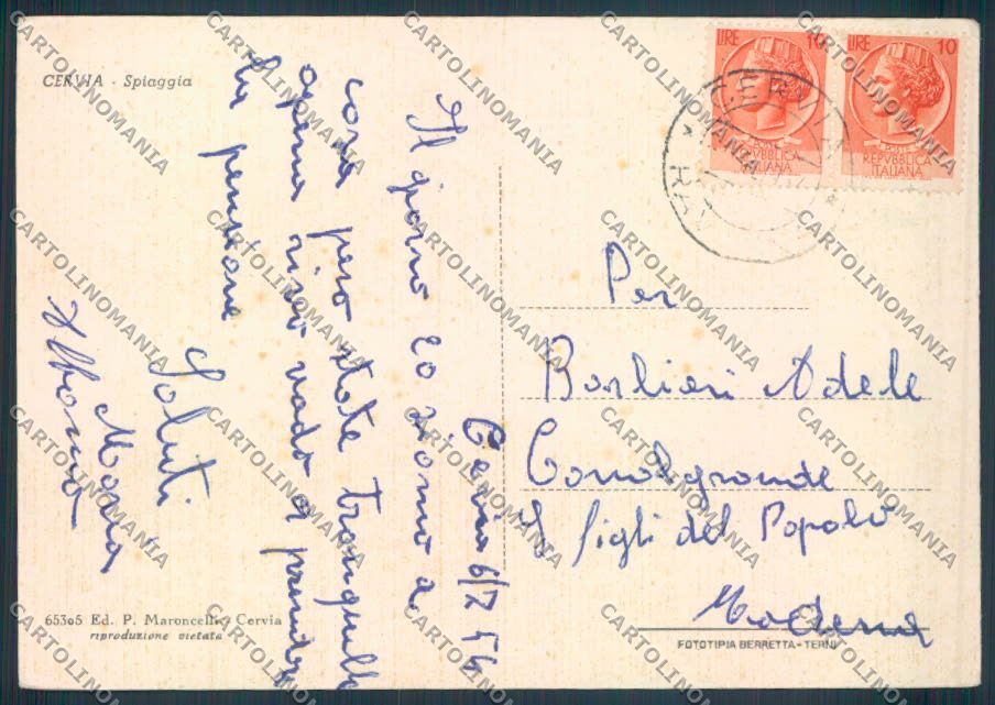 Ravenna Cervia FG cartolina ZF4901 – retro