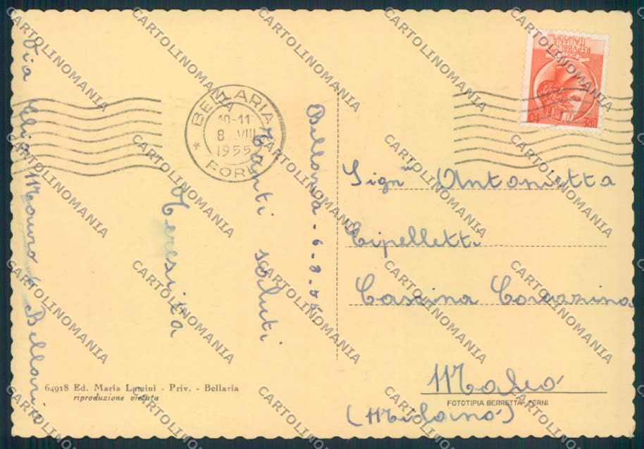 Rimini Bellaria FG cartolina ZF5093 – retro