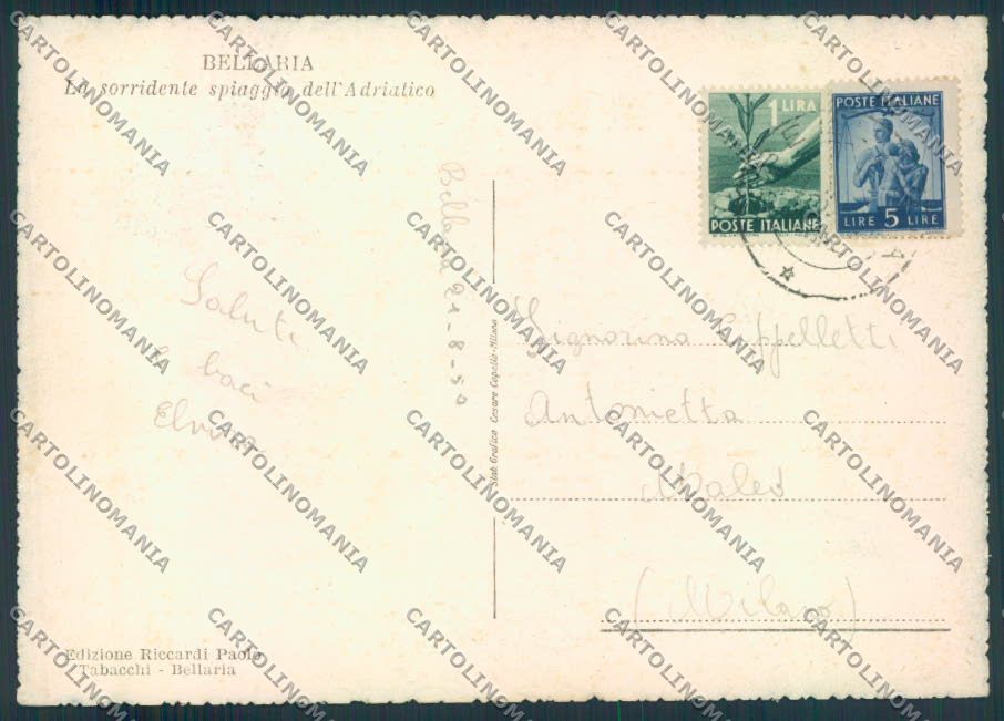 Rimini Bellaria FG cartolina ZF5100 – retro