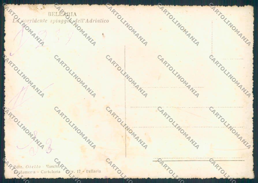 Rimini Bellaria PIEGA foto FG cartolina ZF5127 – retro