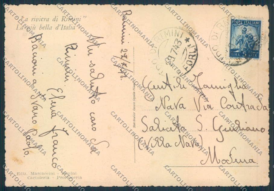 Rimini città FG cartolina ZF5199 – retro