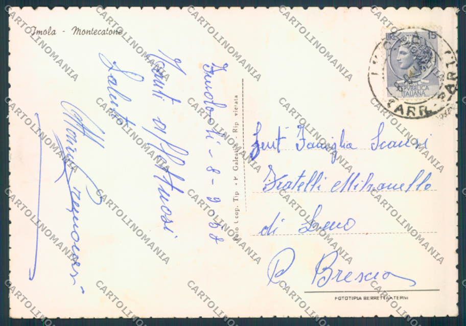 Bologna Imola FG cartolina ZF5271 – retro