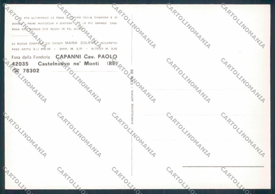 Reggio Emilia Castelnovo Monti Campana Bell FG cartolina ZF5305 – retro