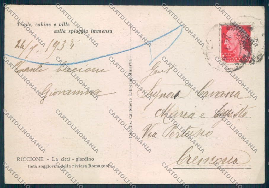 Rimini Riccione FG cartolina ZF5377 – retro