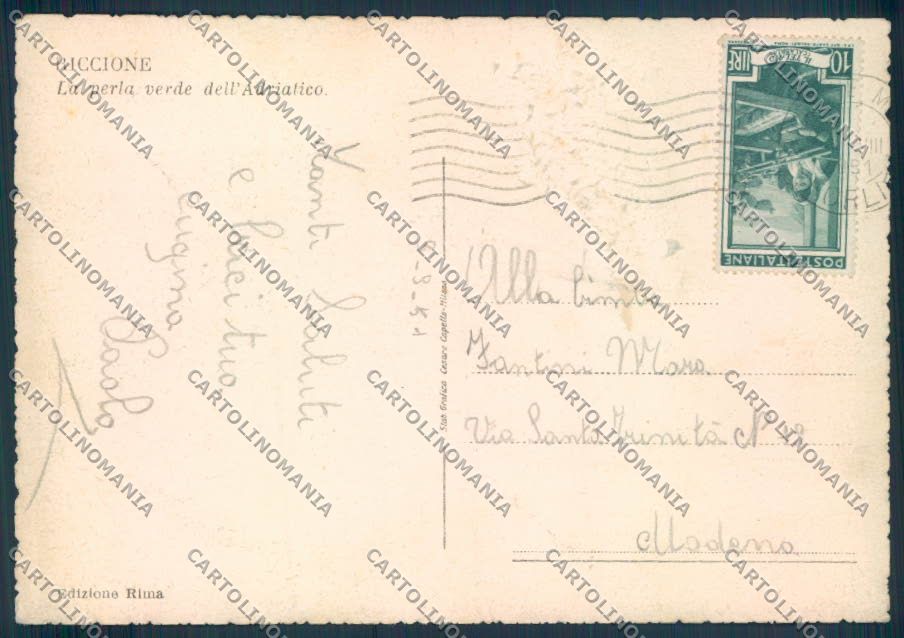 Rimini Riccione ABRASA FG cartolina ZF5379 – retro