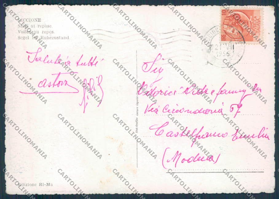 Rimini Riccione FG cartolina ZF5385 – retro
